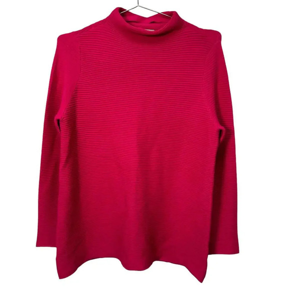 Cyrus Hot Pink Ribbed Mock Neck Sweater Medium - Picture 1 of 4